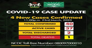 BREAKING: Four New Cases of Covid-19 Recorded, 3 in Lagos, 1 in Abuja, 40 in Total
